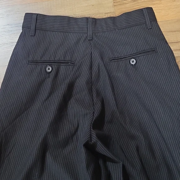 VANHEUSEN Boys' Black Pinstripe Flat Front Polyester Rayon Dress Pants - 16 Slim - Picture 7 of 16
